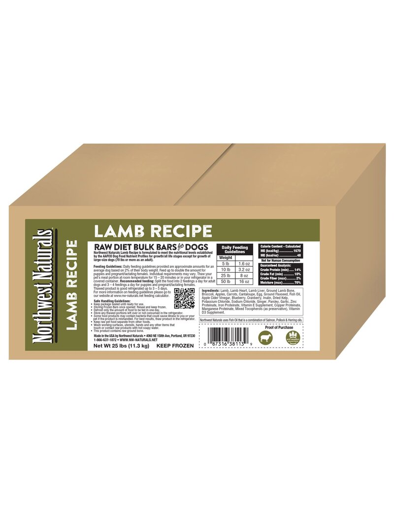 Northwest Naturals Northwest Naturals Frozen Bars Lamb 25 lb CASE (*Frozen Products for Local Delivery or In-Store Pickup Only. *)