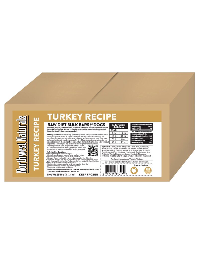 Northwest Naturals Northwest Naturals Frozen Bars Turkey 25 lb CASE (*Frozen Products for Local Delivery or In-Store Pickup Only. *)