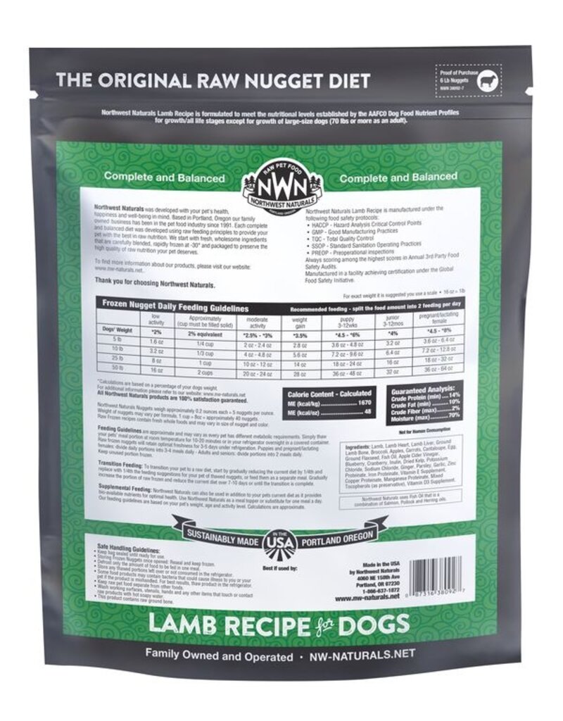 Northwest Naturals Northwest Naturals Frozen Dog Food Lamb 6 lb CASE (*Frozen Products for Local Delivery or In-Store Pickup Only. *)
