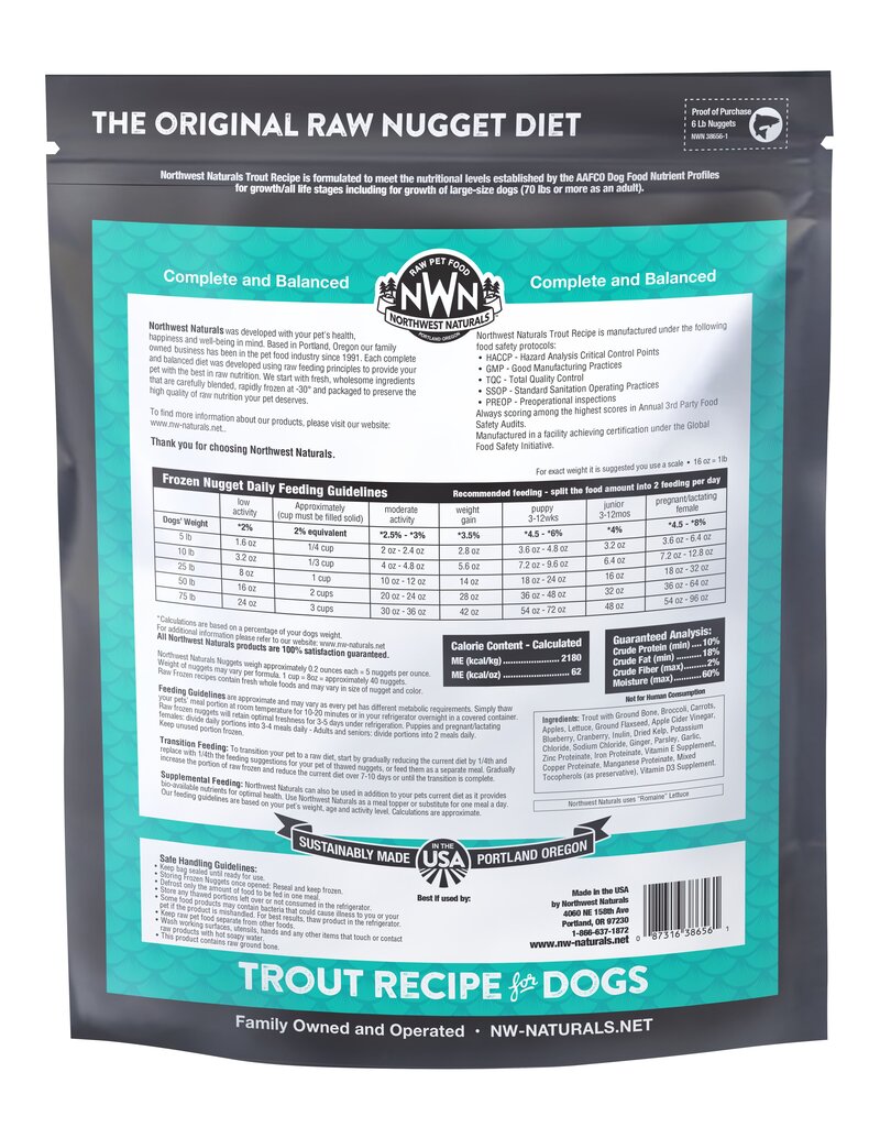 Northwest Naturals Northwest Naturals Frozen Dog Food Trout 6 lb CASE (*Frozen Products for Local Delivery or In-Store Pickup Only. *)