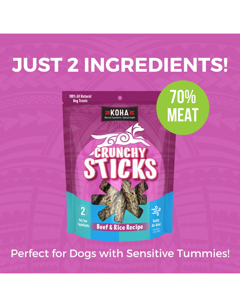 Koha Koha Treats | Air Dried Beef & Rice Crunchy Sticks 10.58 oz