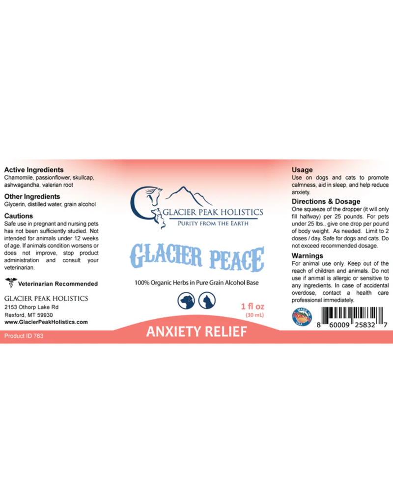 Glacier Peak Holistics Glacier Peak Holistics Supplement | Glacier Peace Anxiety Relief Tincture 1 oz