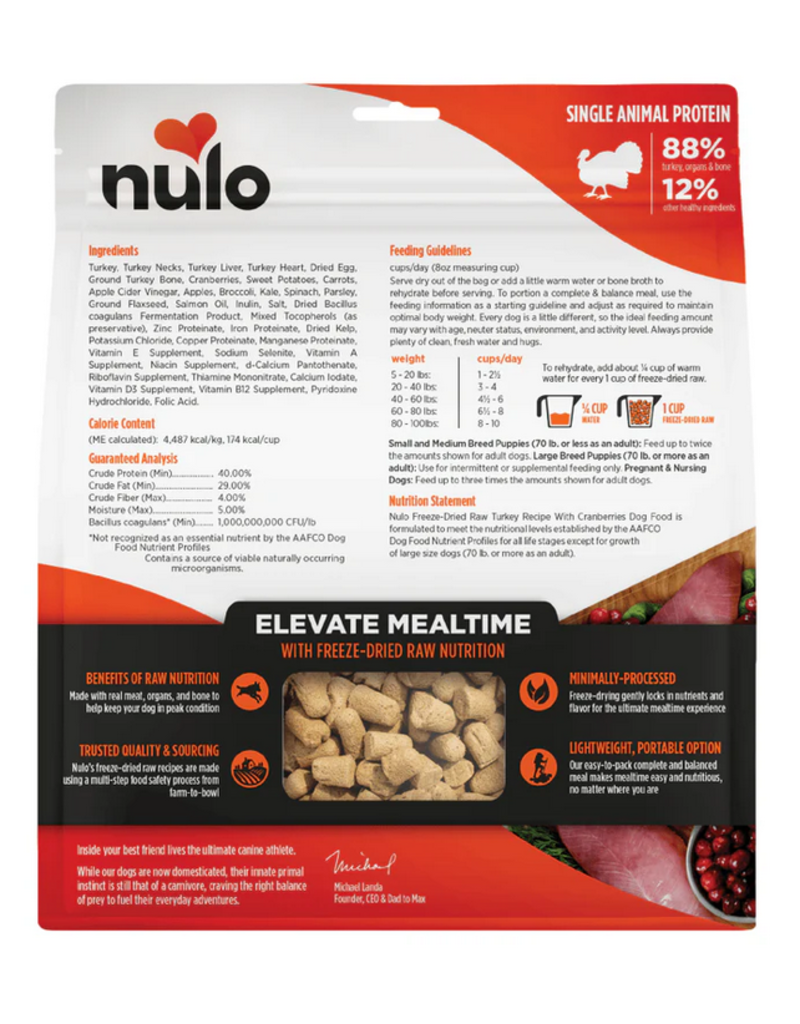 Nulo Nulo Freeze Dried Dog Food | Turkey & Cranberries Recipe 18 oz