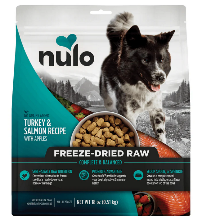ドッグフード NONKO Nulo Freeze Dried Dog Food | Turkey & Salmon Recipe 18 oz - The