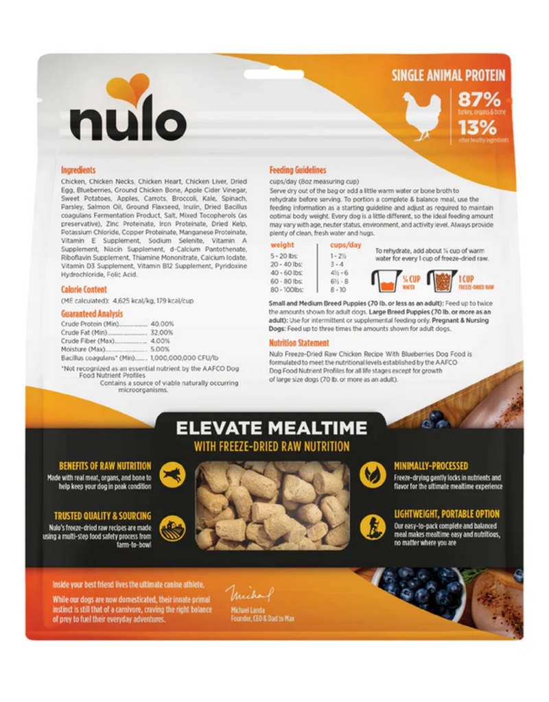 Nulo Nulo Freeze Dried Dog Food | Chicken & Blueberries Recipe 18 oz