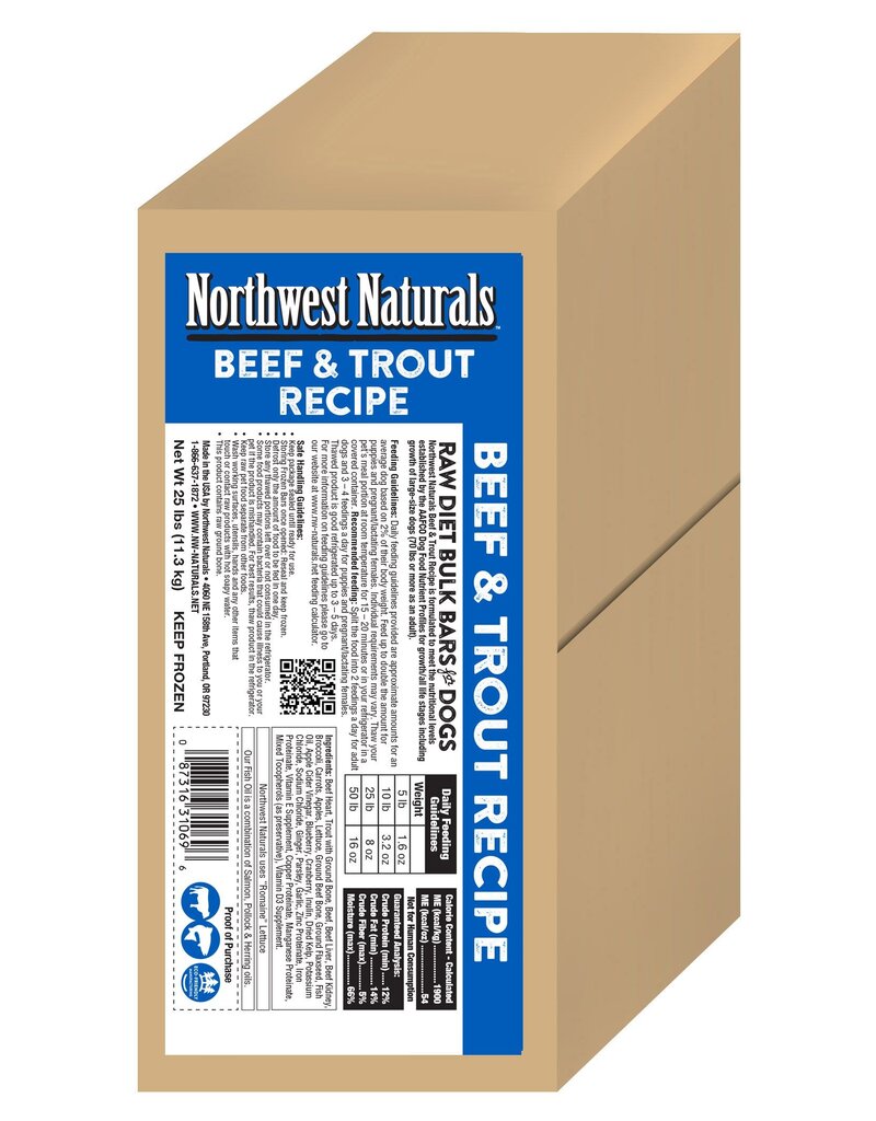 Northwest Naturals Northwest Naturals Frozen Bars | Beef & Trout 25 lb CASE (*Frozen Products for Local Delivery or In-Store Pickup Only. *)
