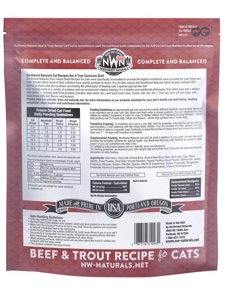 Northwest Naturals Northwest Naturals Freeze Dried Cat Food | Beef & Trout 11 oz