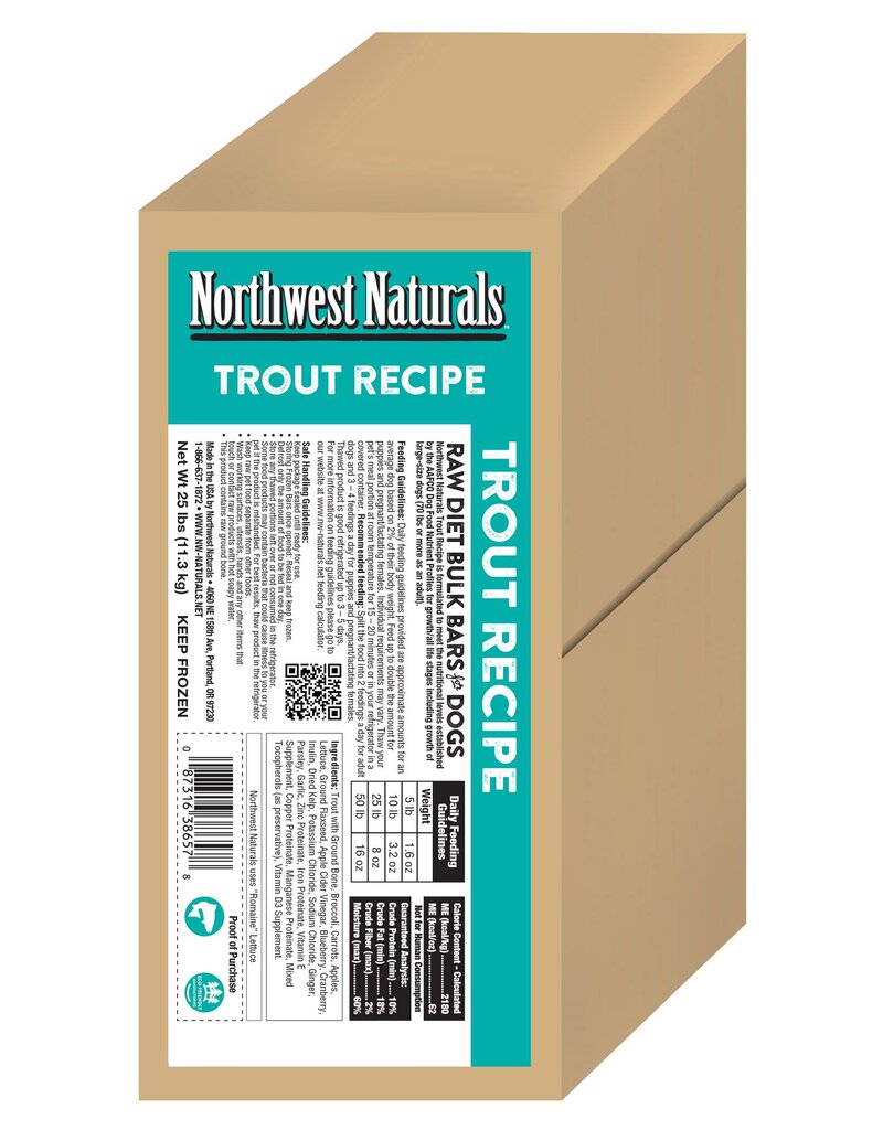 Northwest Naturals Northwest Naturals Frozen Bars Trout 25 lb CASE (*Frozen Products for Local Delivery or In-Store Pickup Only. *)