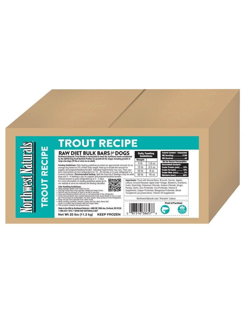 Northwest Naturals Northwest Naturals Frozen Bars Trout 25 lb CASE (*Frozen Products for Local Delivery or In-Store Pickup Only. *)