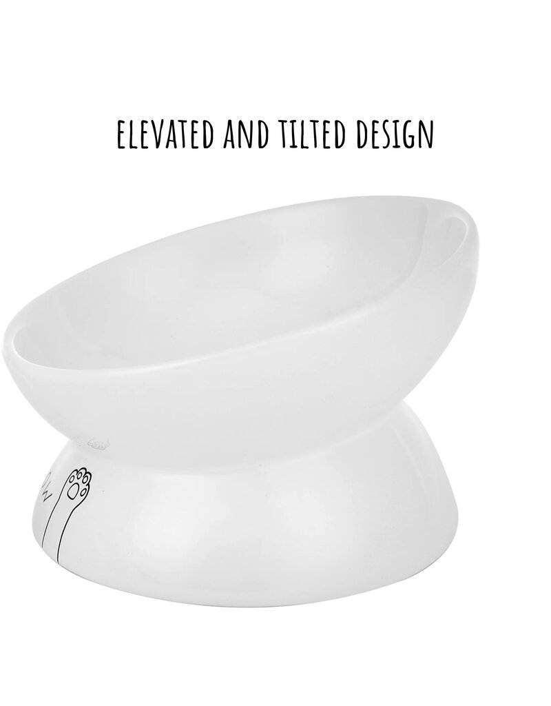 Park Life Park Life | Meow Elevated Ceramic Cat Dish White Small