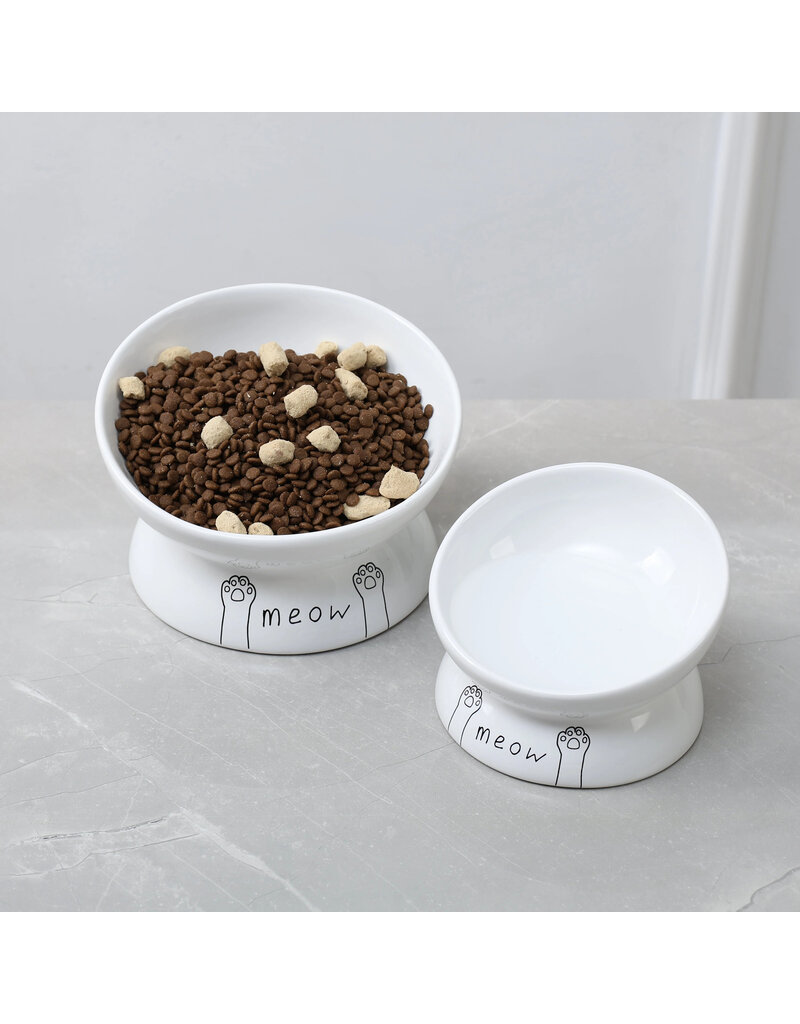 Park Life Park Life | Meow Elevated Ceramic Cat Dish White Small