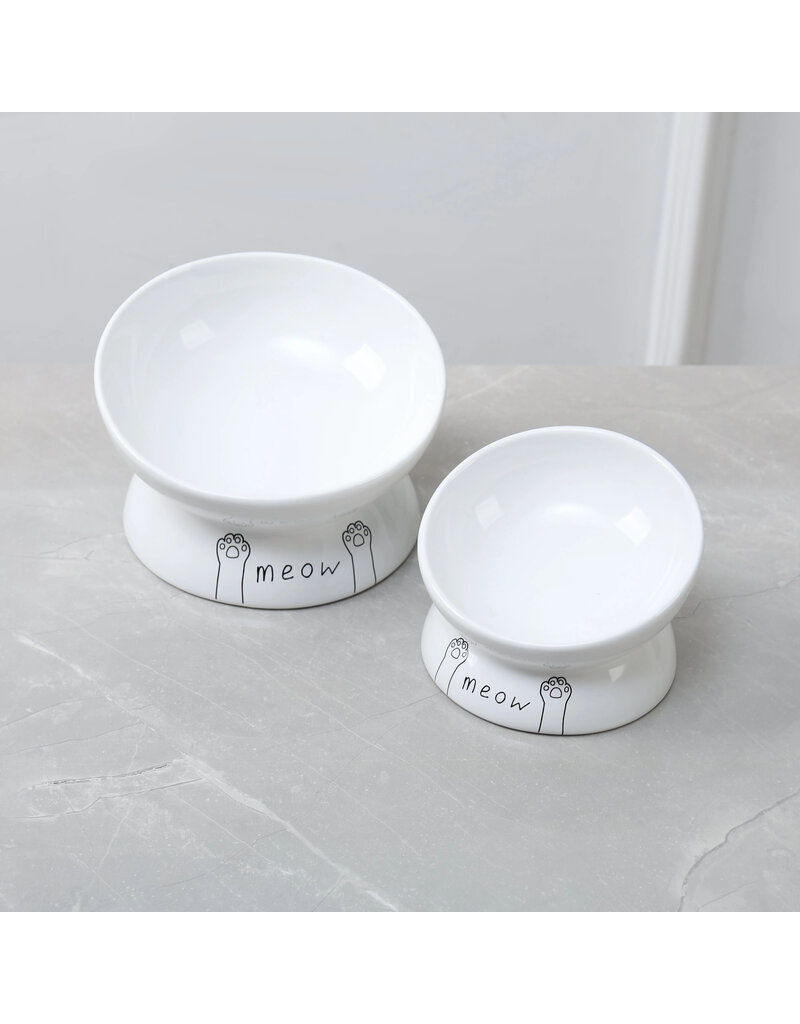 Park Life Park Life | Meow Elevated Ceramic Cat Dish White Small