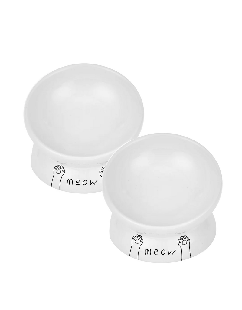 Park Life Park Life | Meow Elevated Ceramic Cat Dish White Small