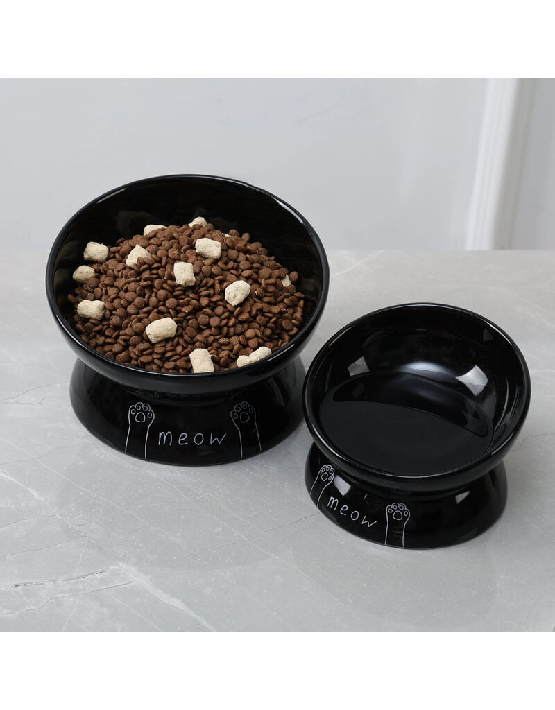 Park Life Park Life | Meow Elevated Ceramic Cat Dish Black Large