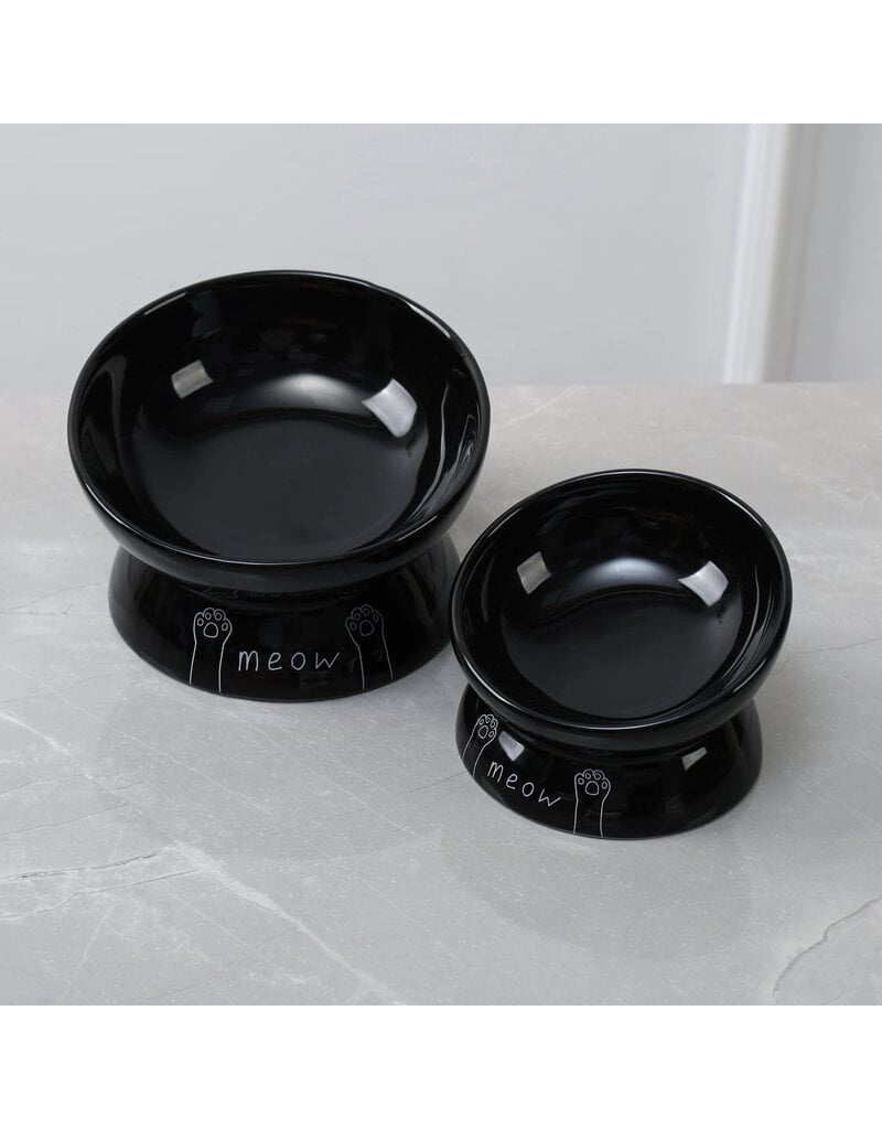 Park Life Park Life | Meow Elevated Ceramic Cat Dish Black Large