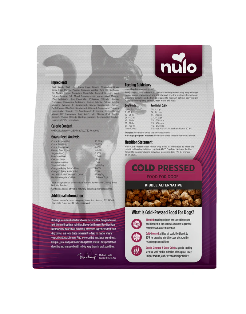 Nulo Nulo Dog Food Cold Pressed | Adult & Puppy Beef Recipe 2.2 lb