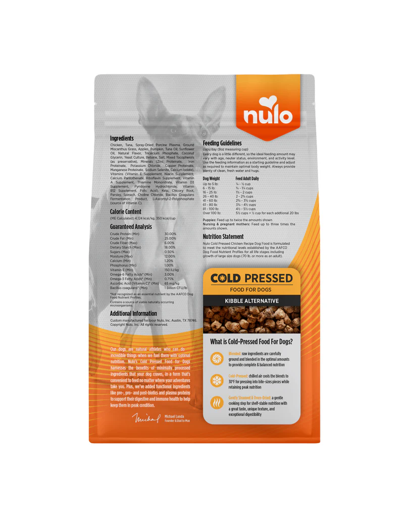 Nulo Nulo Dog Food Cold Pressed | Adult & Puppy Chicken Recipe 4 lb