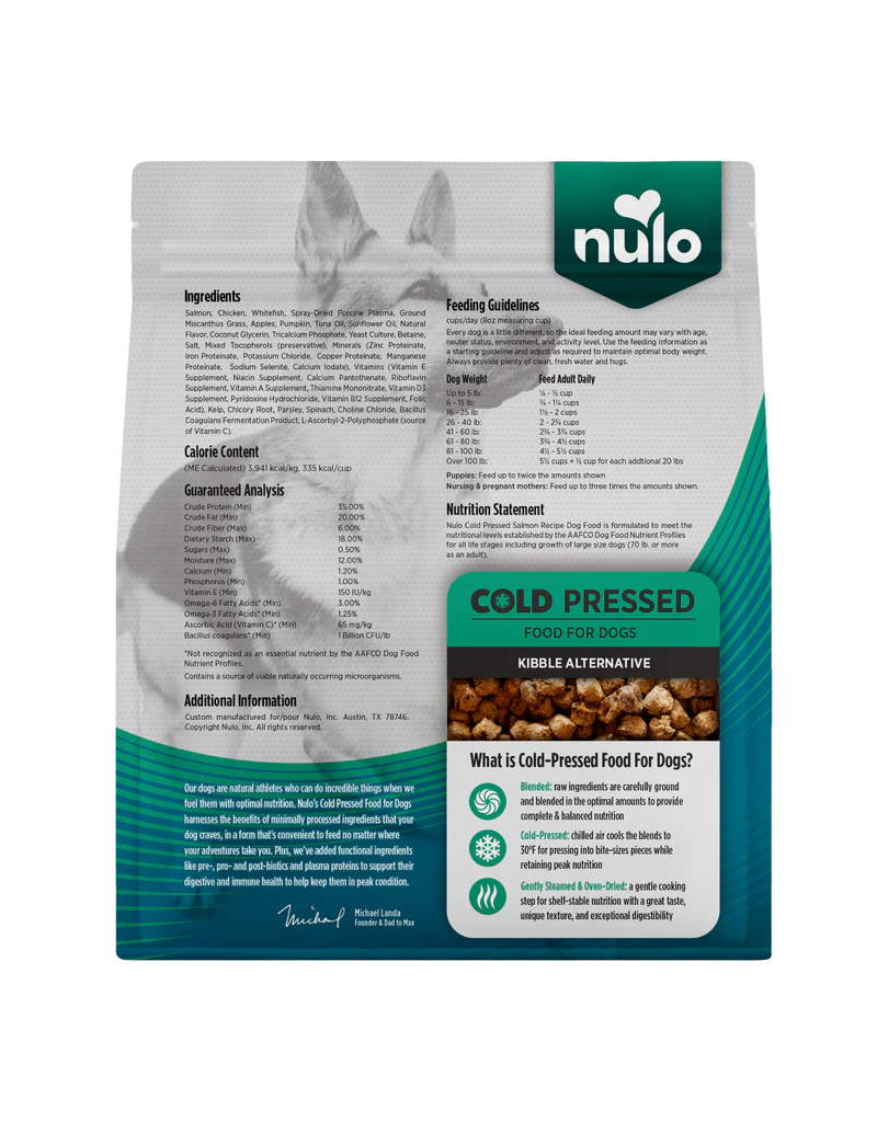 Nulo Nulo Dog Food Cold Pressed | Adult & Puppy Salmon Recipe 2.2 lb