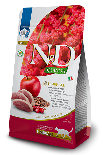 Farmina Grain Free Cat Kibble | Hairball Control Duck & Quinoa 3.3