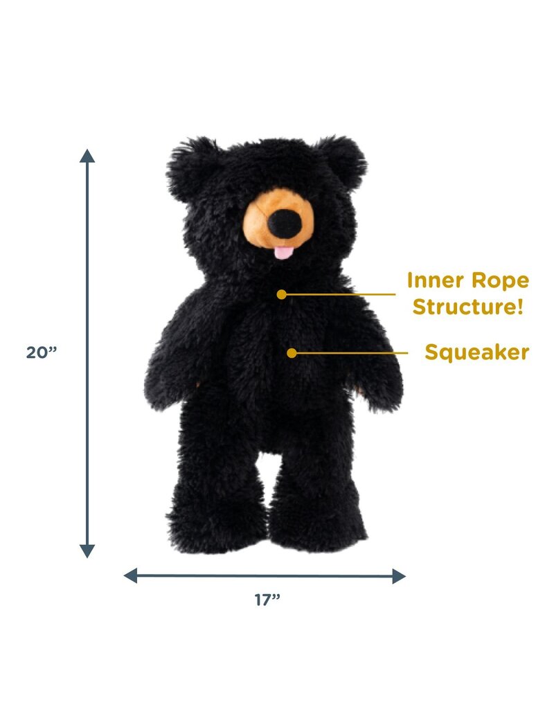 Tall Tails Tall Tails Plush Dog Toys | Black Bear with Squeaker & Rope 20 in