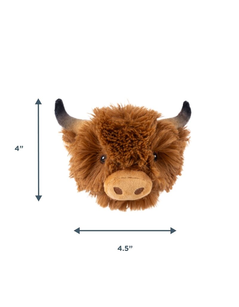 Tall Tails Tall Tails Plush Dog Toys | 2-in-1 Highland Cow Head Hidden Squeaker 4"