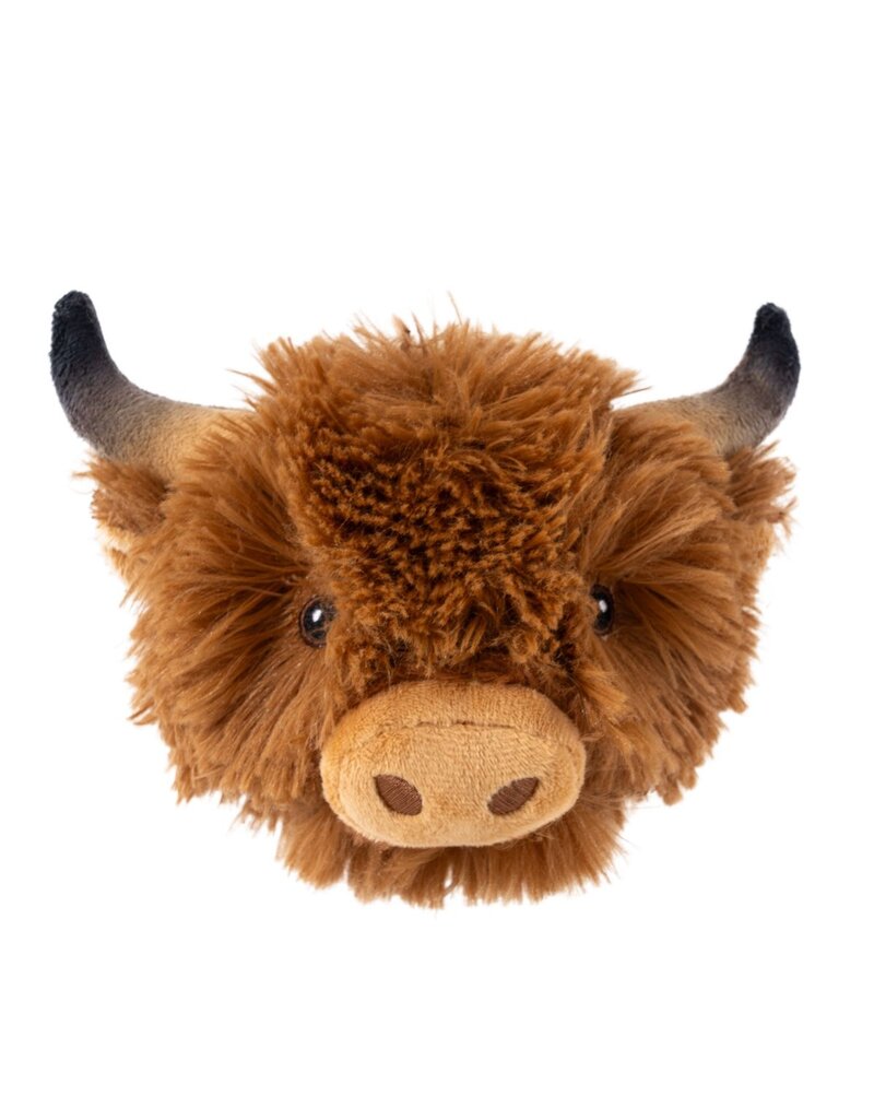 Tall Tails Tall Tails Plush Dog Toys | 2-in-1 Highland Cow Head Hidden Squeaker 4"