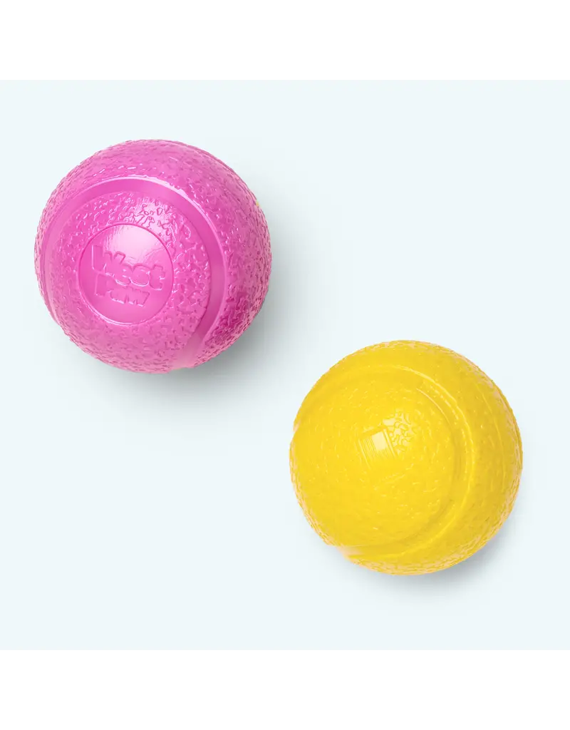 West Paw West Paw Dog Toys | Boundr Fetch Balls Dandelion/Hot Pink Small 2 pack