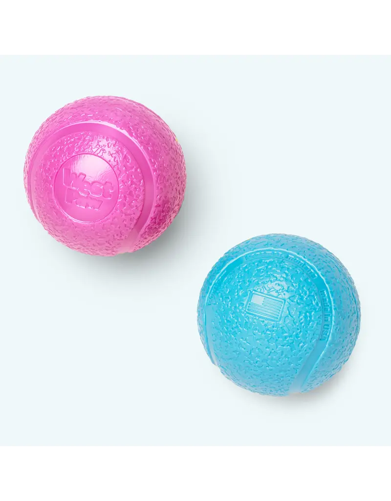 West Paw West Paw Dog Toys | Boundr Fetch Balls Aqua/Hot Pink Small 2 pack