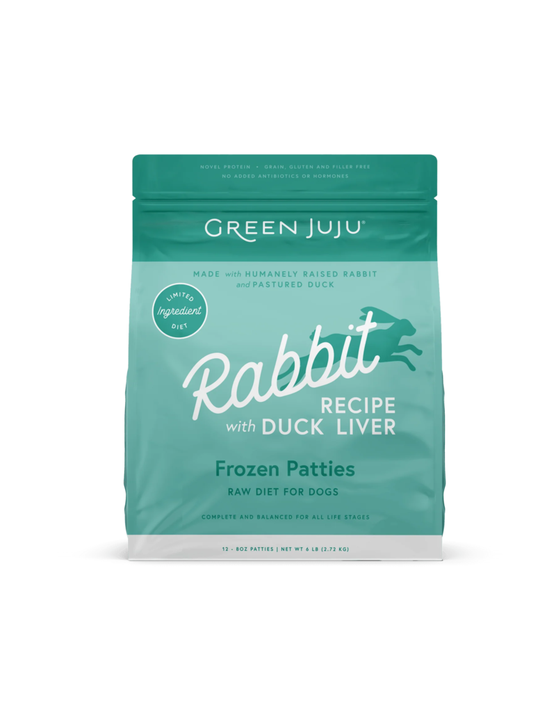 Green Juju Green Juju Frozen Dog Food | Rabbit with Duck Liver 8 oz Patties 6 lb (*Frozen Products for Local Delivery or In-Store Pickup Only. *)