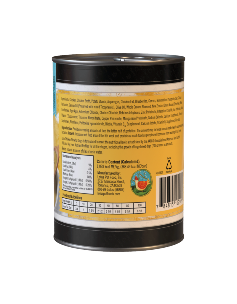 Lotus Natural Pet Food Lotus Stew Canned Dog Food | Grain Free Chicken & Asparagus 12.5 oz CASE/12