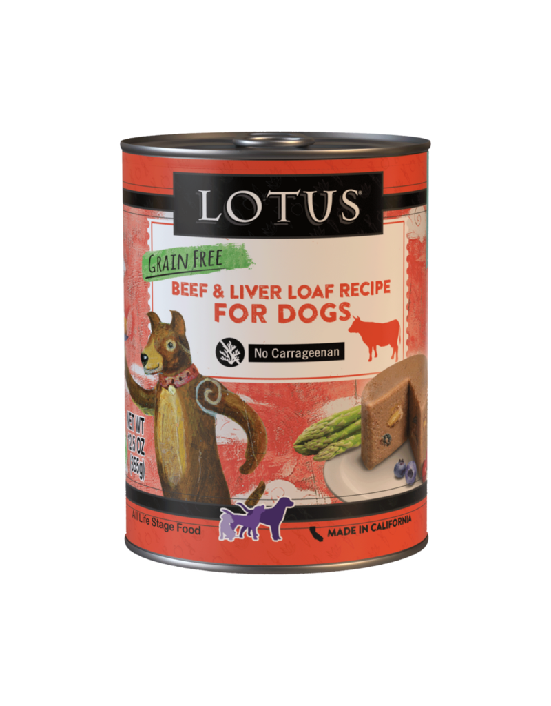 Lotus Natural Pet Food Lotus Pate Canned Dog Food | Grain Free Beef & Liver Loaf 12.5 oz CASE/12