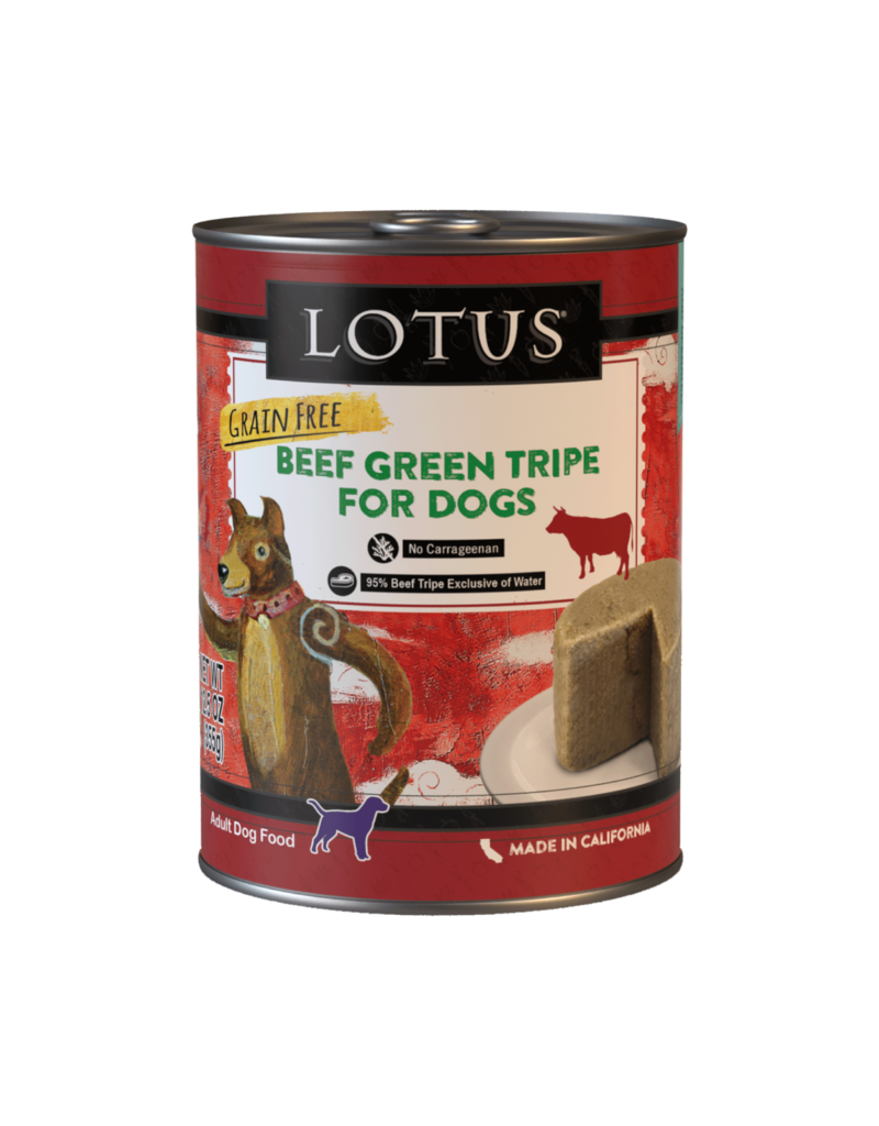 Lotus Natural Pet Food Lotus Pate Canned Dog Food | Grain Free Beef Green Tripe Loaf 12.5 oz single