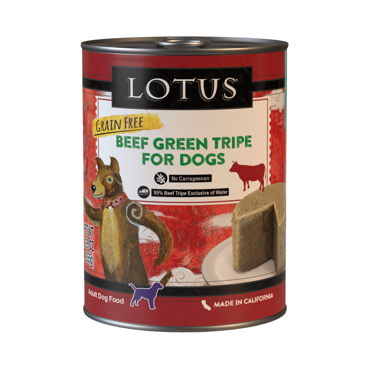 Lotus Pate Canned Dog Food | Grain Free Beef Green Tripe Loaf 12.5
