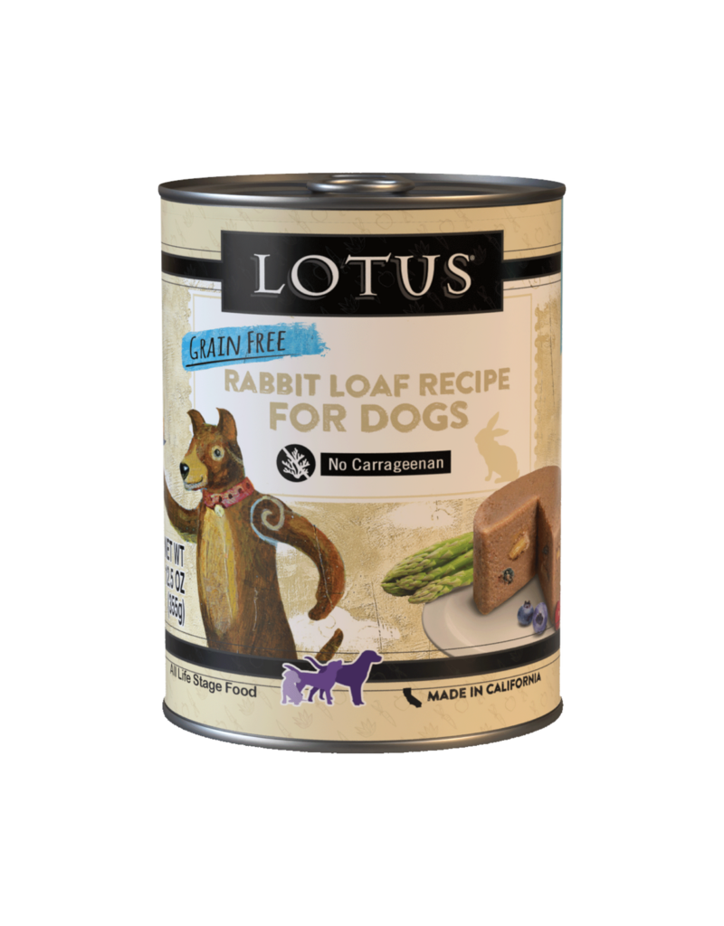 Lotus Natural Pet Food Lotus Pate Canned Dog Food | Grain Free Rabbit Loaf 12.5 oz single