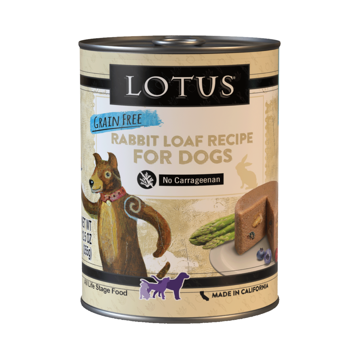 Lotus Pate Canned Dog Food Grain Free Rabbit Loaf 12.5 oz single The Pet Beastro