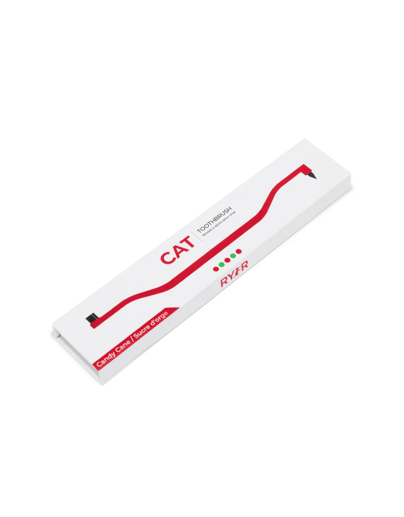 Ryercat Ryercat Toothbrush | Dual Sided for Cats Candy Cane Red