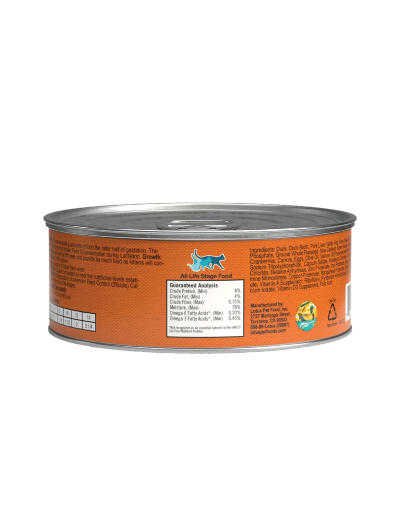 Lotus Natural Pet Food Lotus Pate Canned Cat Food | Grain Free Duck 5.3 oz CASE/24