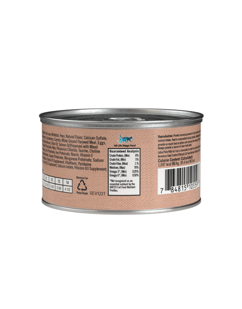 Lotus Natural Pet Food Lotus Pate Canned Cat Food | Grain Free Pork 2.75 oz single