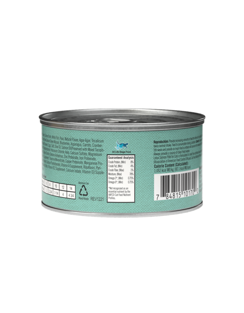 Lotus Natural Pet Food Lotus Pate Canned Cat Food | Grain Free Salmon 2.75 oz single