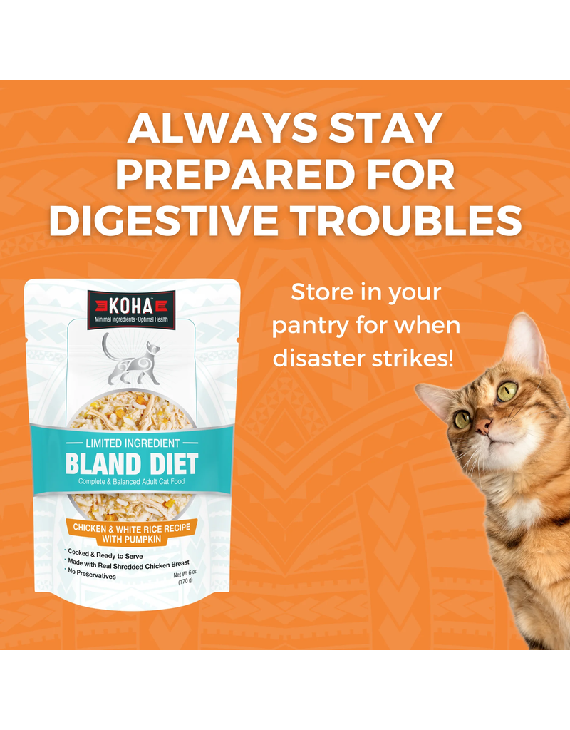 Koha Koha Bland Diet Cat Food | LID Chicken Shreds & White Rice w/ Pumpkin Pouch 2.8 oz single