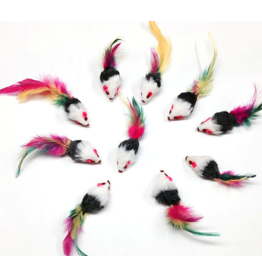 Go Cat Go Cat Toys | Feather Tail Haired Mice with Color 2"