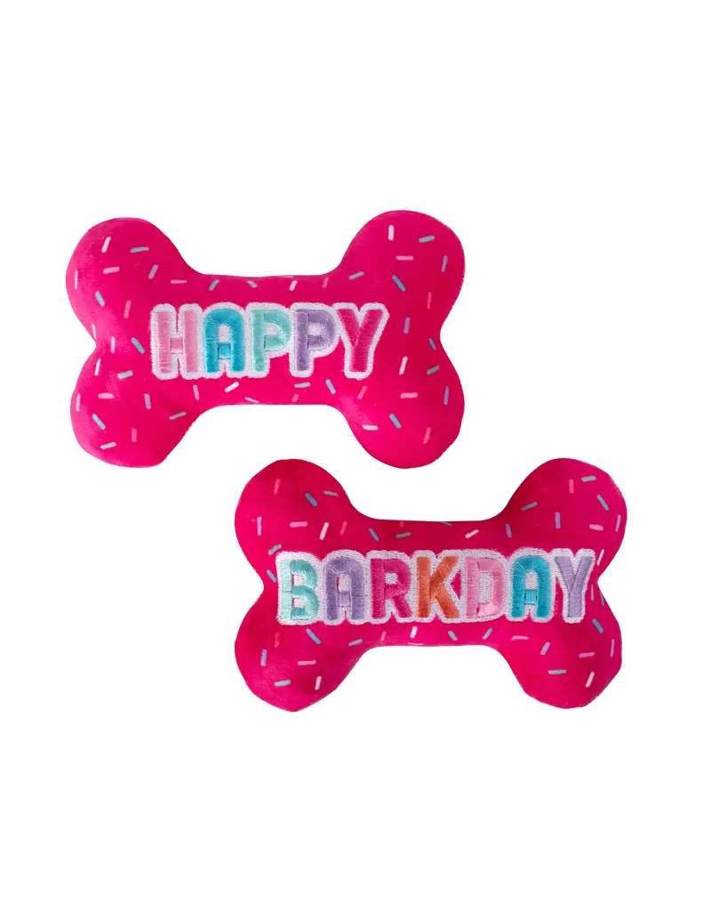 Pet Shop Pet Shop Fringe Studio Plush Dog Toy | It's My Barkday Pink Bones 2 Pack