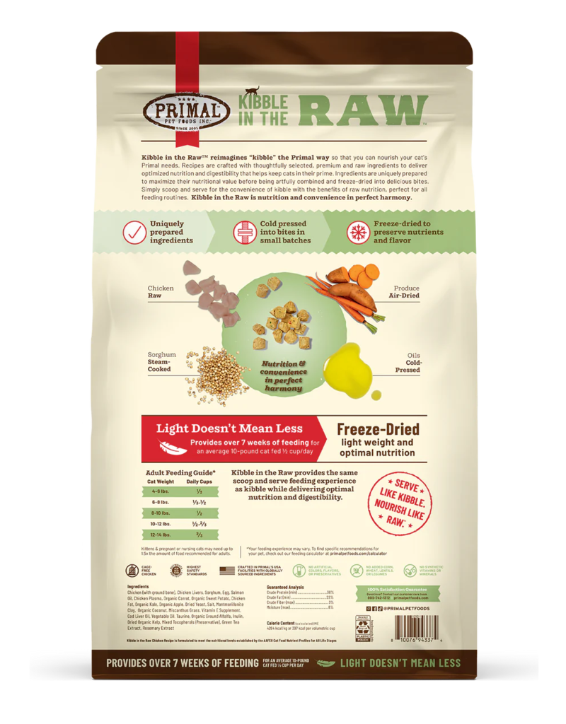 Primal Pet Foods Primal Kibble In The Raw | Feline Chicken 4 lb