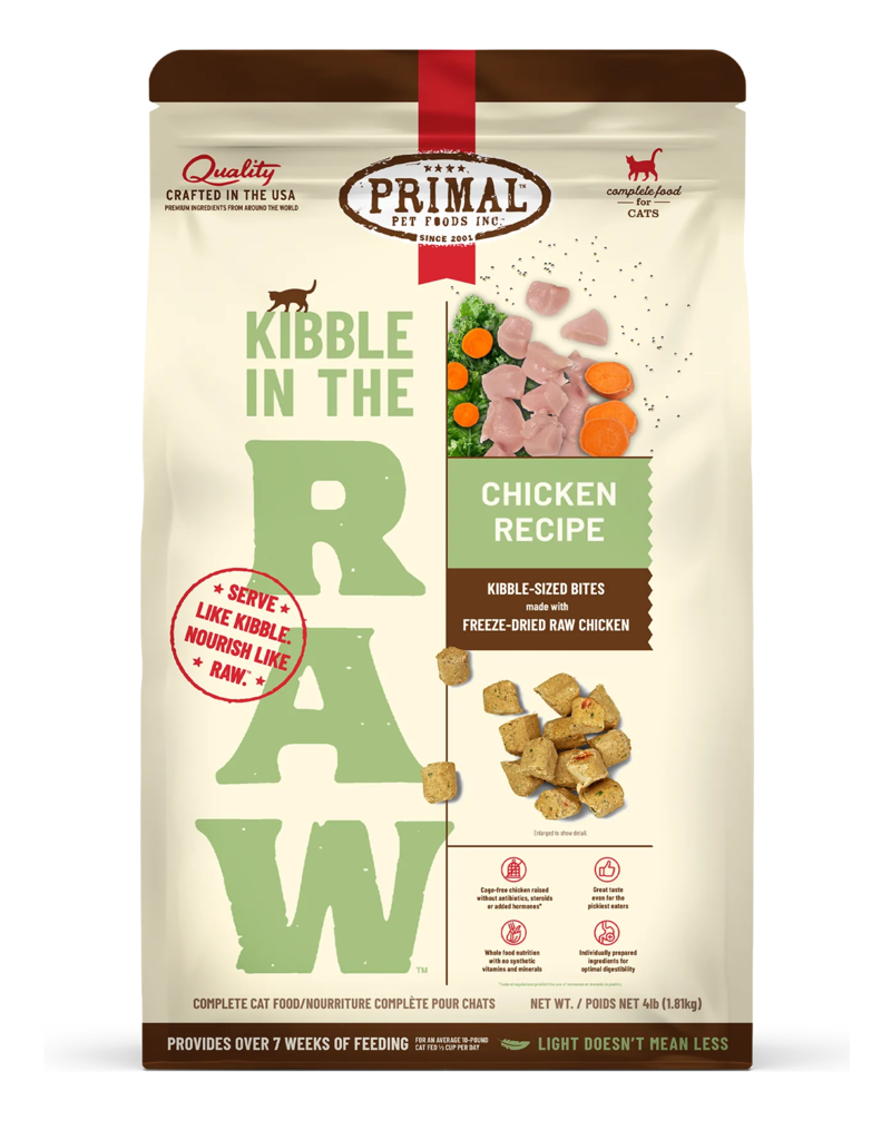 Primal Pet Foods Primal Kibble In The Raw | Feline Chicken 4 lb