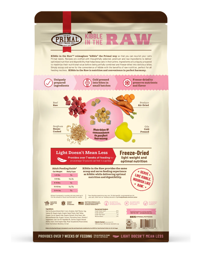 Primal Pet Foods Primal Kibble In The Raw | Feline Beef 1.5 lb