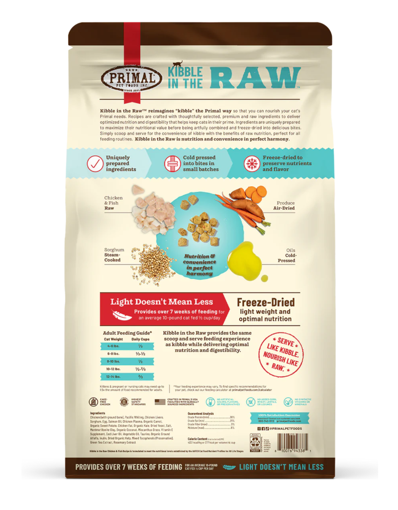 Primal Pet Foods Primal Kibble In The Raw | Feline Chicken & Fish 1.5 lb