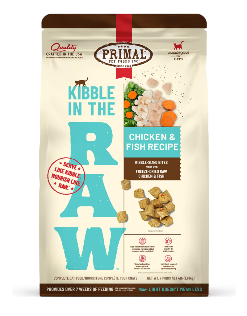 Primal Pet Foods Primal Kibble In The Raw | Feline Chicken & Fish 1.5 lb