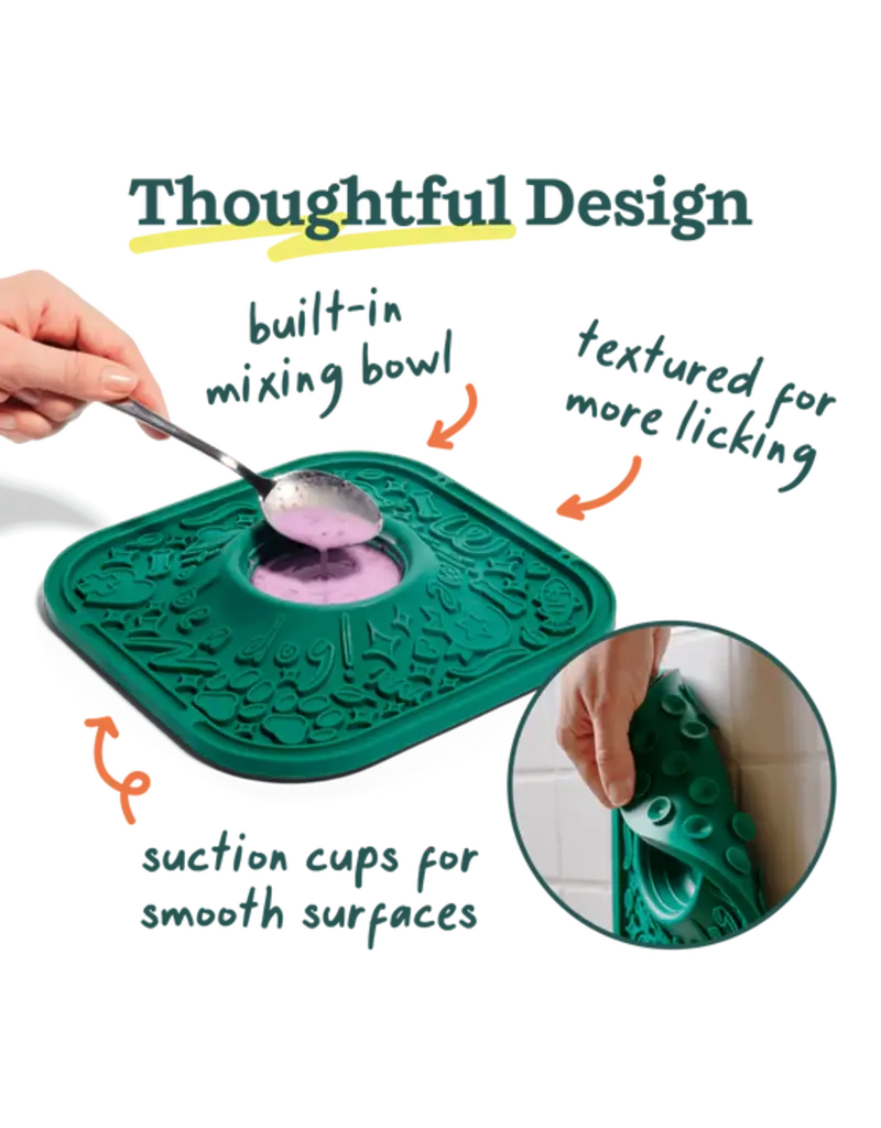 Woof Woof Pupsicle | Lick Mat Slow Feeder Forest Green