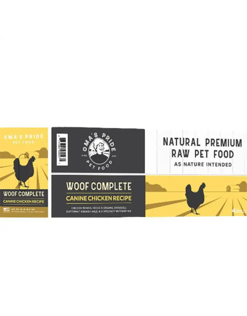Oma's Pride Oma's Pride Raw Frozen Dog Food | Woof Complete 8 oz Patties Chicken Recipe 18 lb (*Frozen Products for Local Delivery or In-Store Pickup Only. *)