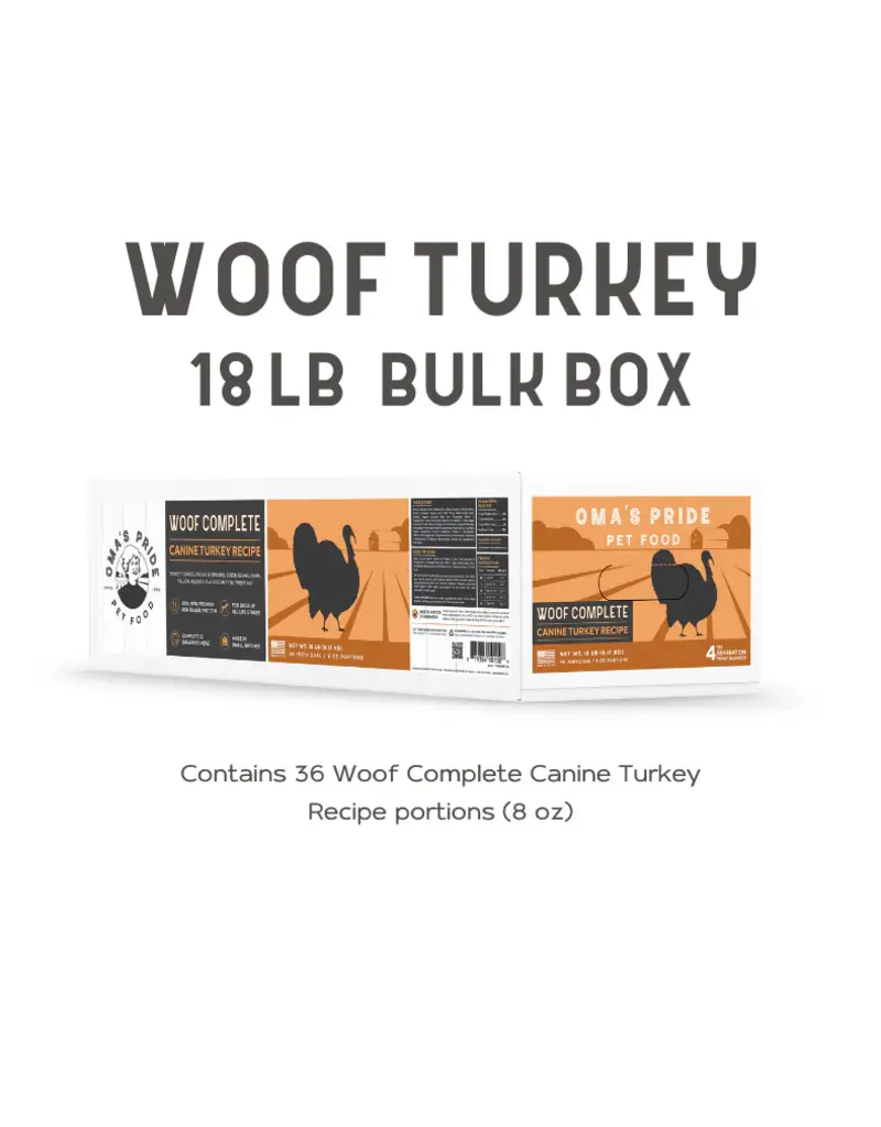 Oma's Pride Oma's Pride Raw Frozen Dog Food | Woof Complete 8 oz Patties Turkey Recipe 18 lb (*Frozen Products for Local Delivery or In-Store Pickup Only. *)